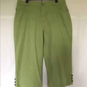 MULTIPLES Womens Capris Size 10 Avocado Green